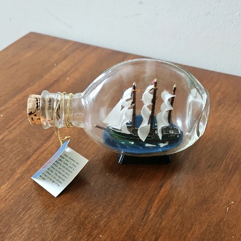 Vintage John Madison Three Mast Ship In A Bottle - Picture 1 of 12